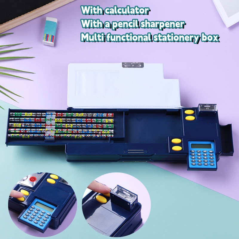 Scientific Calculator For Secondary School - กล่องใส่ดินสอเครื่องคิดเลขสุดสร้างสรรค์สำหรับเด็กผู้ชาย กล่องเครื่องเขียนอเนกประสงค์สองด้าน ของขวัญอุปกรณ์การเรียนสำหรับนักเรียน