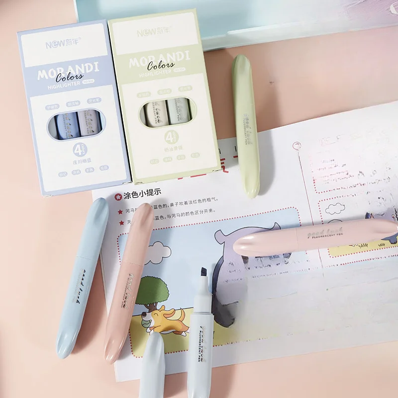ปากกาไฮไลท์ 4 ด้าม สีพาสเทลไล่ - Pastel Highlighter Set Double Ended บทวิจารณ์และราคา