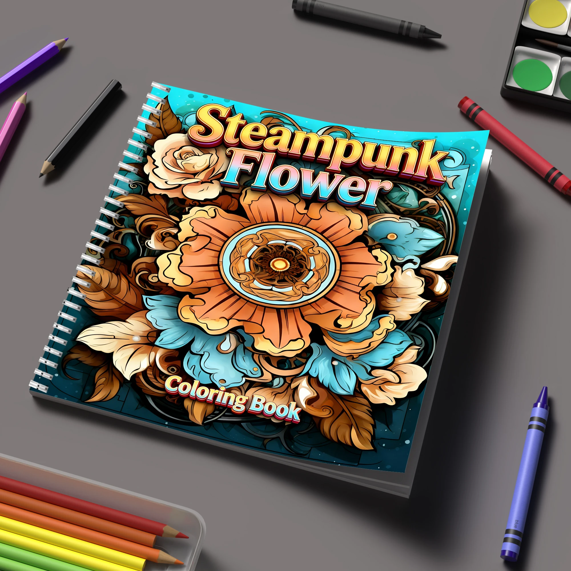 สมุดระบายสีดอกไม้สไตล์สตีมพังก - School Supplies บทวิจารณ์และราคา
