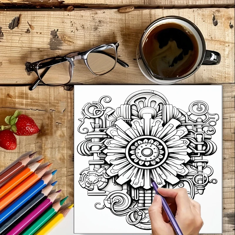 สมุดระบายสีดอกไม้สไตล์สตีมพังก - School Supplies บทวิจารณ์และราคา