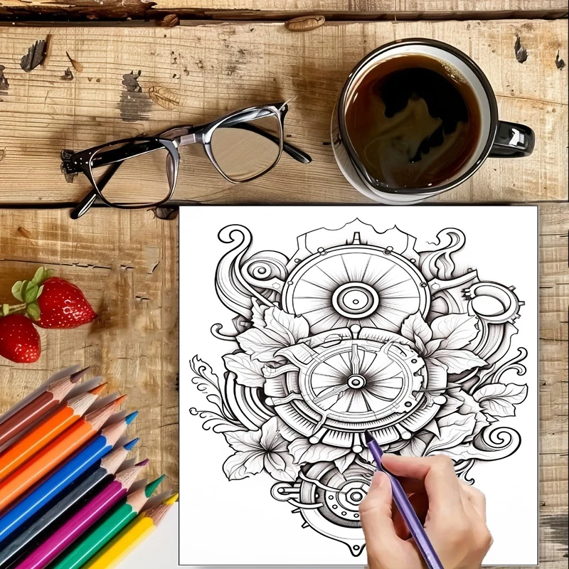 สมุดระบายสีดอกไม้สไตล์สตีมพังก - School Supplies บทวิจารณ์และราคา