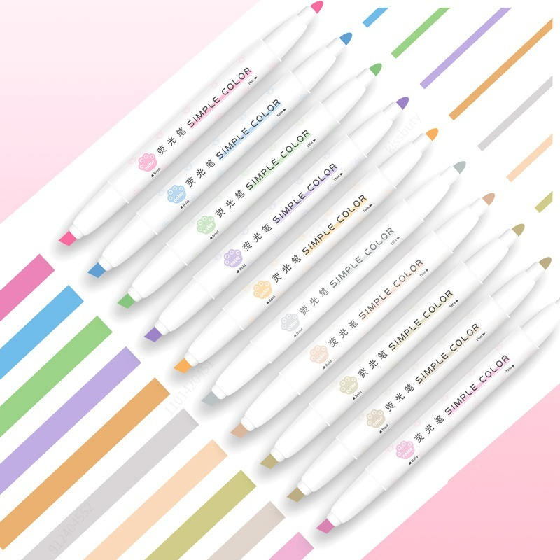 ปากกาเน้นข้อความสีพาสเทลปลายคู - Pastel Highlighter Set Double Ended บทวิจารณ์และราคา