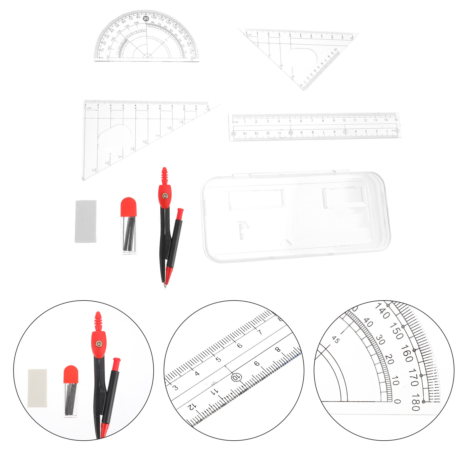 ชุดอุปกรณ์ไม้บรรทัดและวงเวียนโ - Math Geometry Set With Compass บทวิจารณ์และราคา